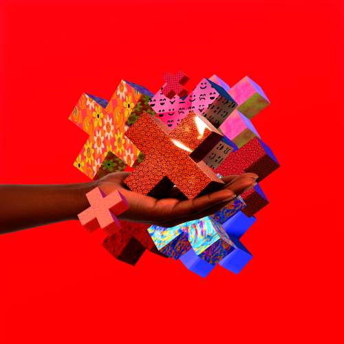 image of a hand holding multiple X-shaped items