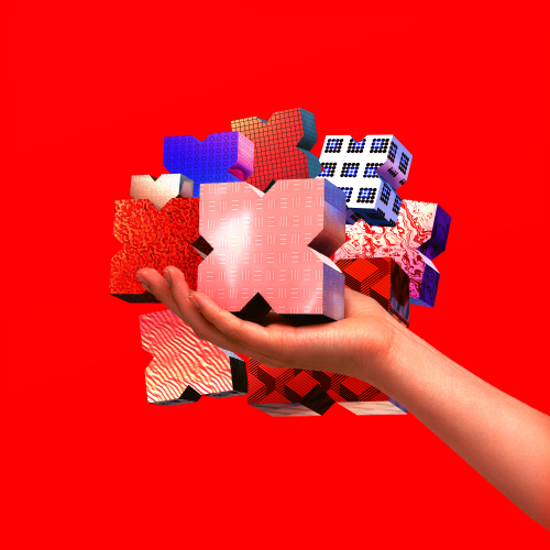 image of a hand holding multiple X-shaped items