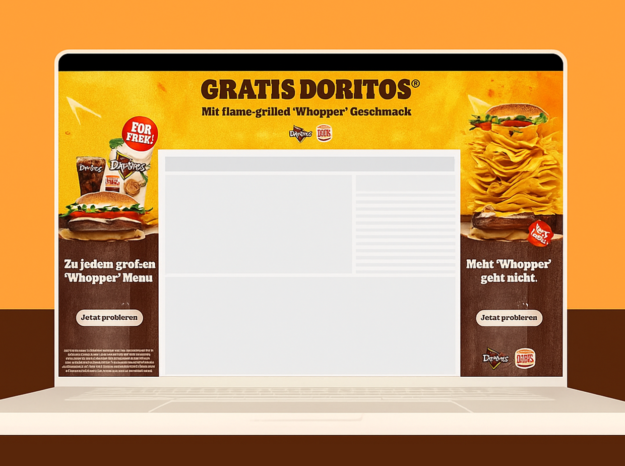 A screen showing the Burger King and Doritos ad.